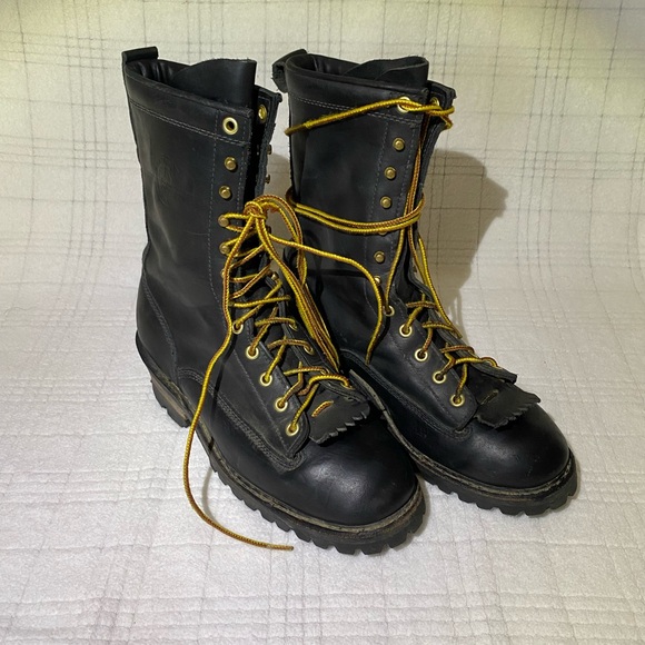 Hathorn Explorer Fire Fighter Black Leather Boots, Size 9D